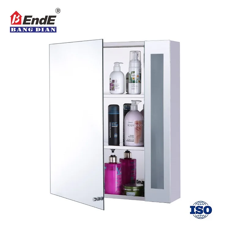 Factory cheap price modern design wall mounted storage furniture stainless steel bathroom mirror cabinet  with led light