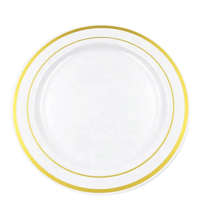 wedding rose gold rim disposable rose golden color for party plastic plates set