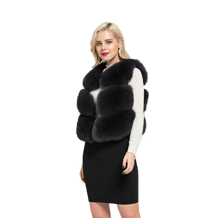 Высококачественный Женский жилет из натурального Лисьего меха, зимний теплый жилет в 3 ряда, пальто без рукавов, модный жилет