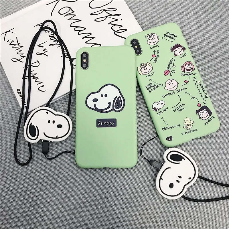 Cute Japan Cartoon Snoop Doraemon phone case For iPhone 14 13 12 Plus Xs Max Xr Soft back cover with Kitty Cat stand rope strap