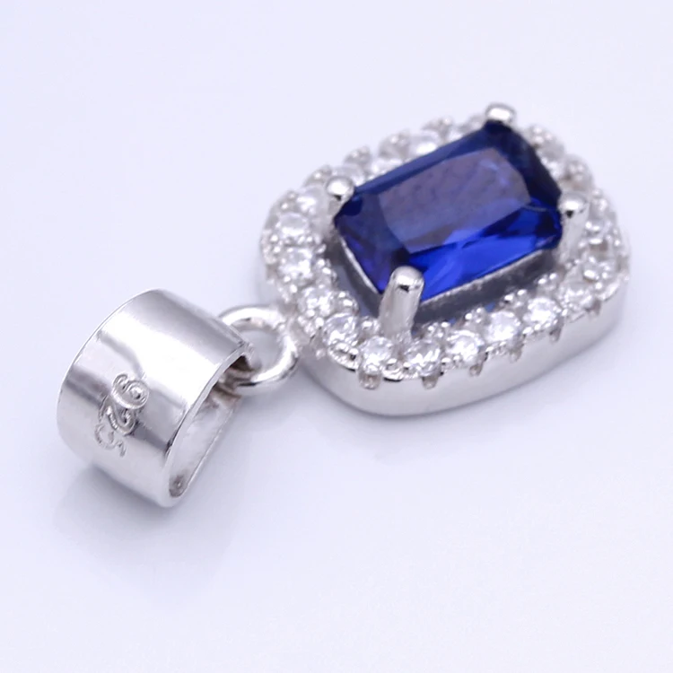 POLIVA Cheap White Gold Plated Blue Sapphire Birthstone Cubic Zircon Prong Set Jewelry Charms Pendants