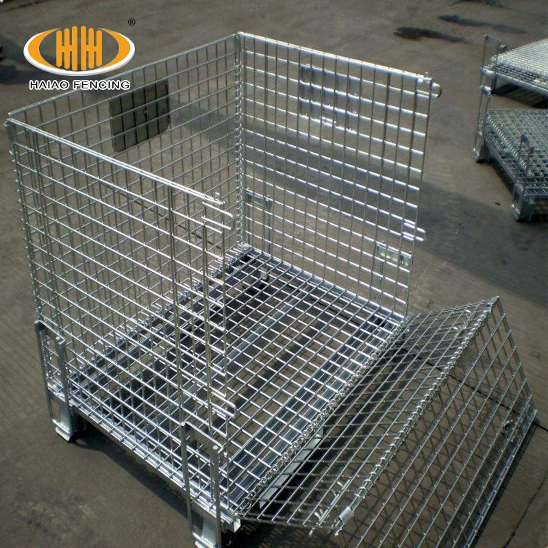 Warehouse folding heavy capacity collapsible stainless steel storage wire mesh pallet container collapsible container storage