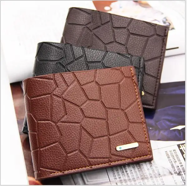 Factory Wholesale Fashion Business PU Leather Men Short Wallet