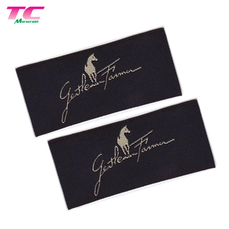 Custom Colorful Etiquette Textile Woven Label Manufactory, Personalized Brand End Folded Clothes Main Labels