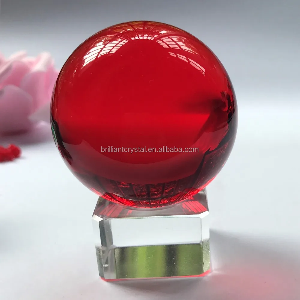 Brilliant crystal Red color 40mm(1.6 inch) Fengshui Crystal Ball Healing small ball