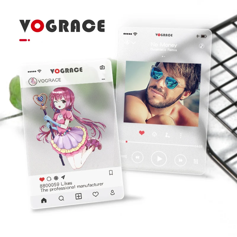 
vograce transparent blank printing logo custom plastic paper card 