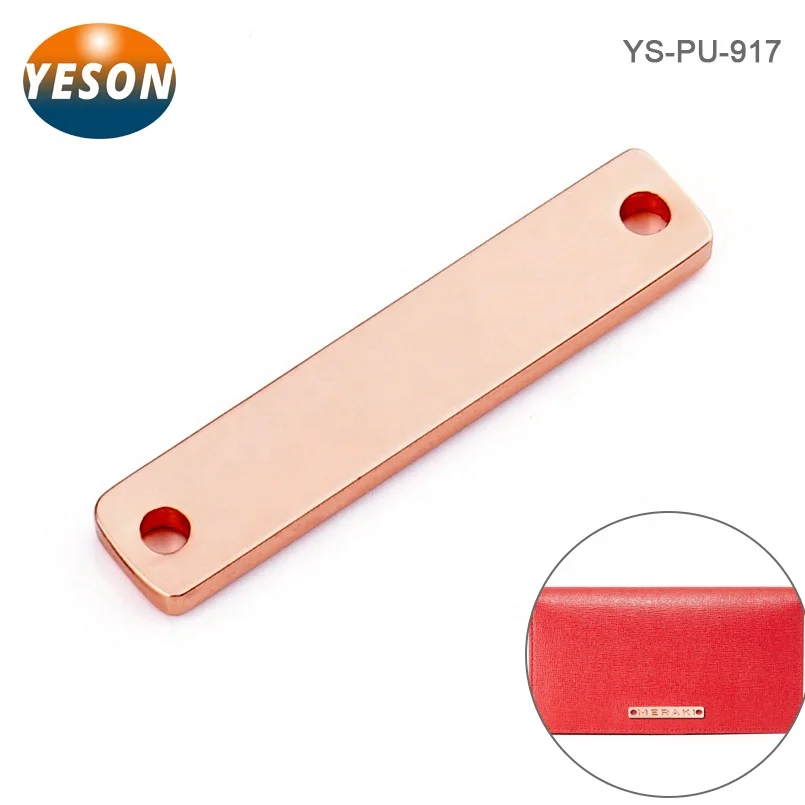 
Custom Metal Clothing Labels, Rose Gold Garment Logo Metal Clothing Tags, Sewing Metal Brand Logo Label with Holes for Swimwear 