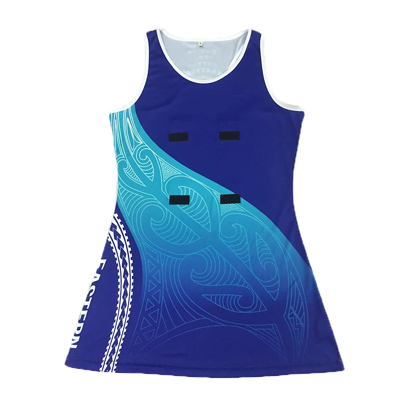 50+ UV cheap high quality custom netball uniform dresses with bibs