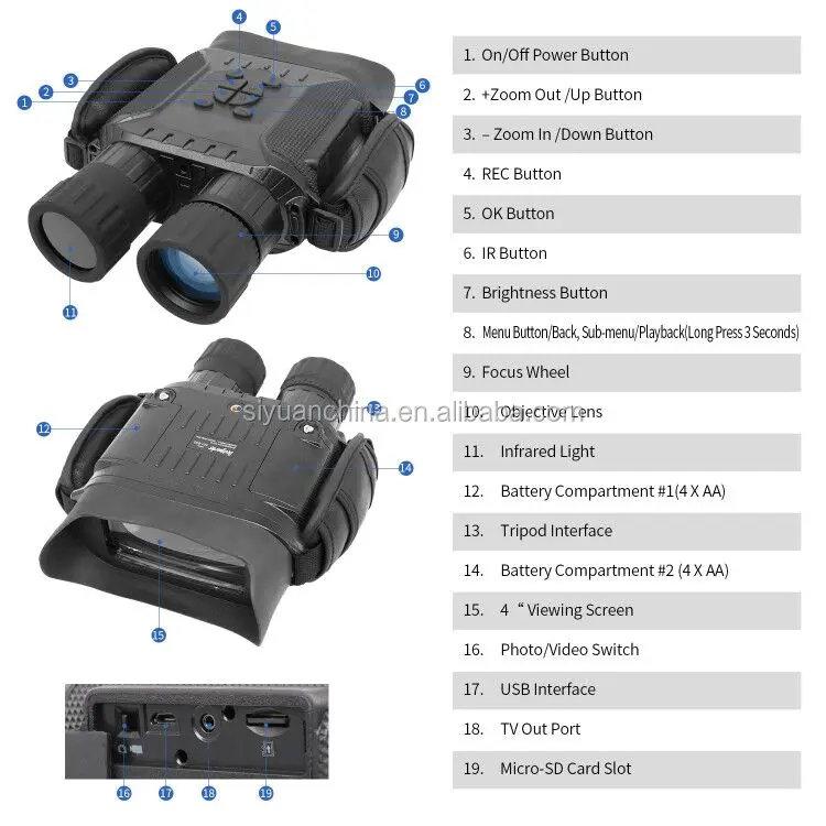 Bestguarder 4.5-22.5 x 40 Digital Night Vision Binocular with 4'LCD display for night hunting 350M