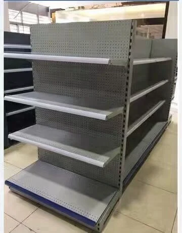 Design Gondola Supermarket Shelf with Glass Layer