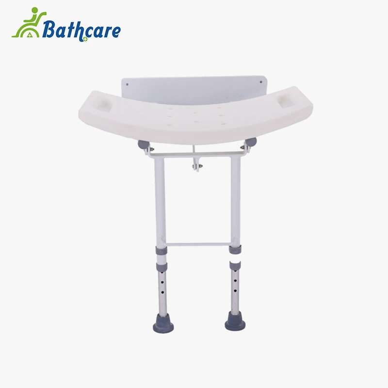 
Bathroom Adjustable Stool Bench Bracket Wall Mounted Folding Shower Seat Chair with Legs 