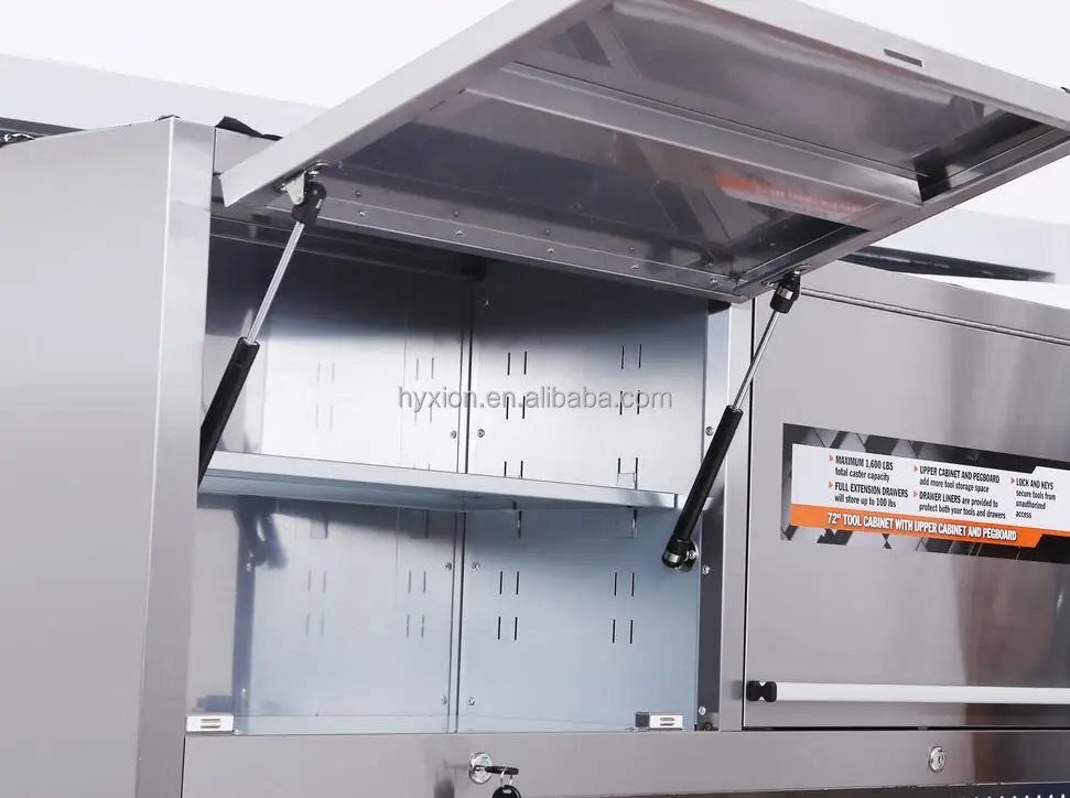 mobile tool cabinet with pegboard and upper storage