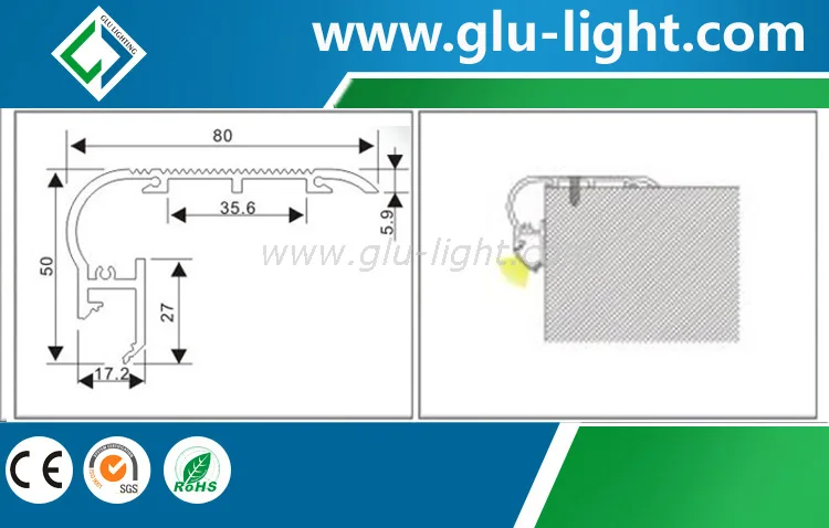 Aluminum LED Profile for stair stair alu LED Extrusion with led strip