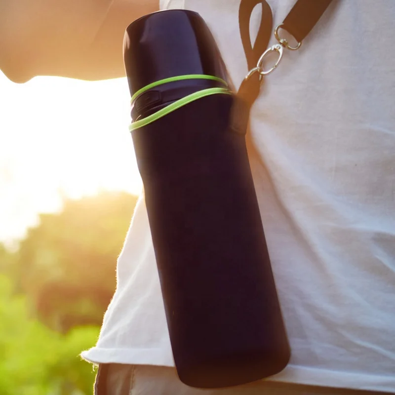 Customized Logo Water Bottle Sleeve,Neoprene Water Bottle Holder With Shoulder Strap