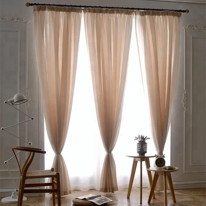 Beautiful elegant nature linen pure gauze curtain for hotel