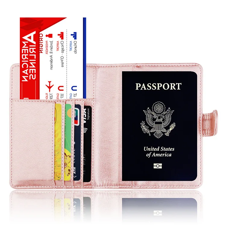 2019 PU Leather Passport Holder RFID Blocking Credit Card Passport Ticket Money Travel Holder for United States of America
