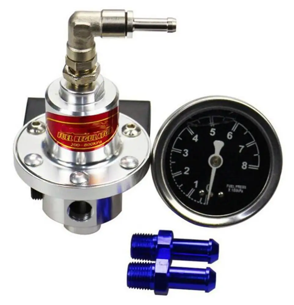 Car Refit  Universal Adjustable Fuel Pressure Regulator Fuel Booster Pressure Regulator with Meter