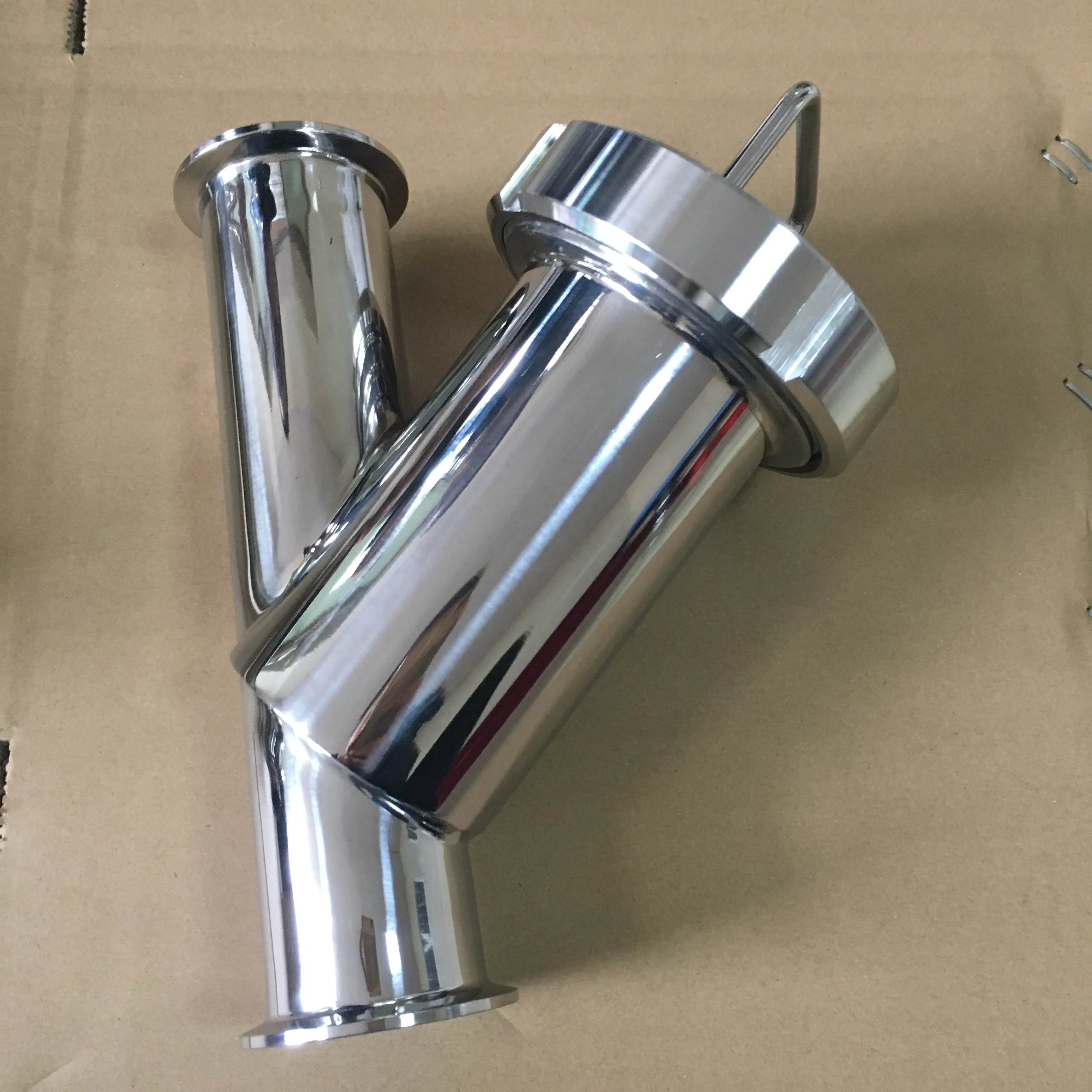 DIN/3A/SMS Sanitary Stainless Steel Y-type Strainer/Filter with Tri Clamp Ferrule Connection
