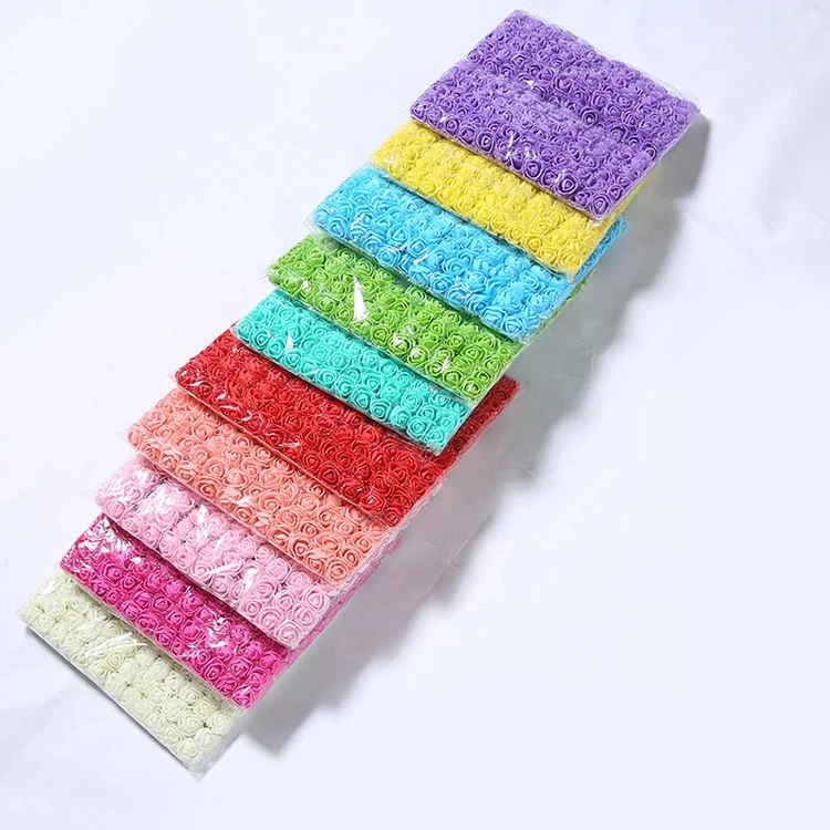 Manufacturer wholesale 144pcs colorful pe rose flower DIY mini foam rose flower head