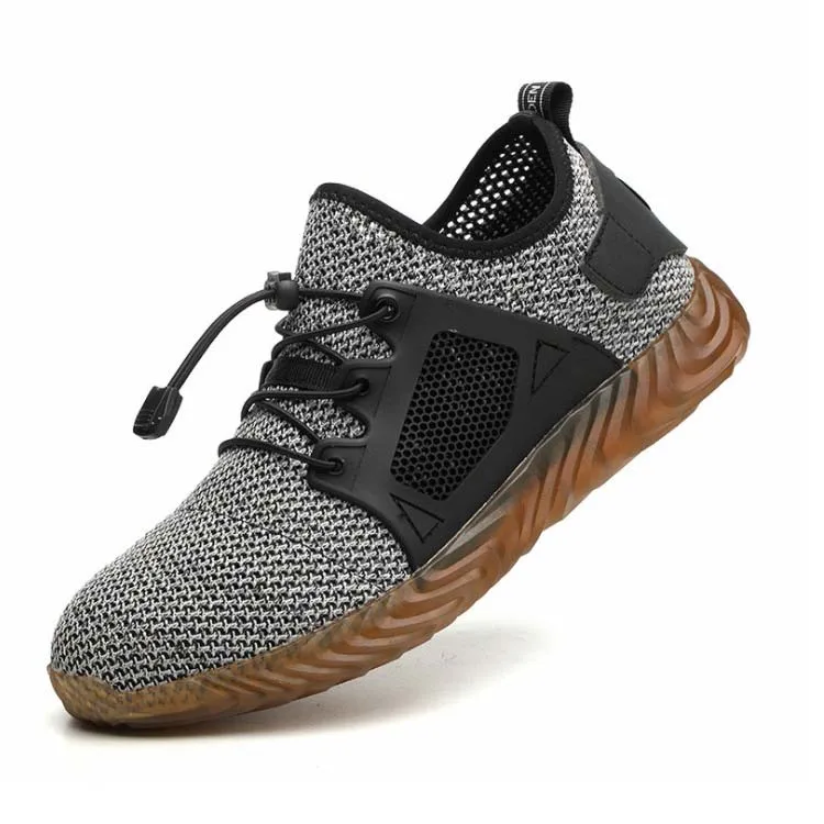 Newest Fashion Summer Breathable Light Weight PU Sole Anti-static Flying Woven upper Work Safety Shoes for men