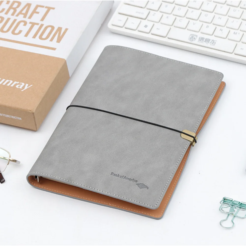 OEM PU Leather A5 Organizer Planner Soft Cover Notebook With Ring Binder