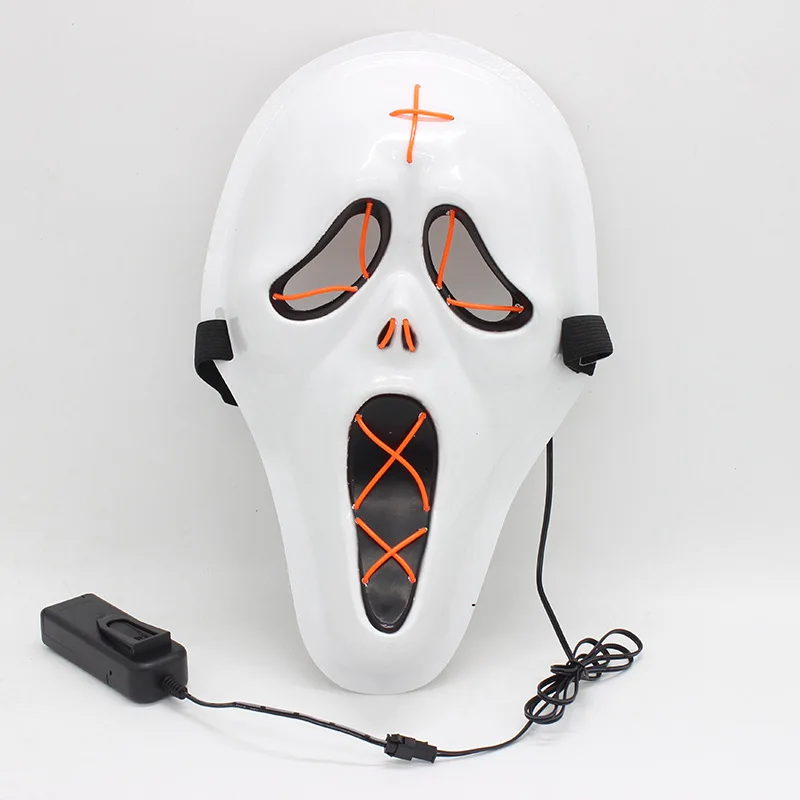 Hot Sale Halloween Party Scary Neon LED Mask Light up Full Face Black Purge Masks