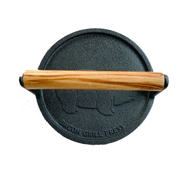Предварительно приправленный круглый чугунный пресс инструменты для бургеров бекона гриль