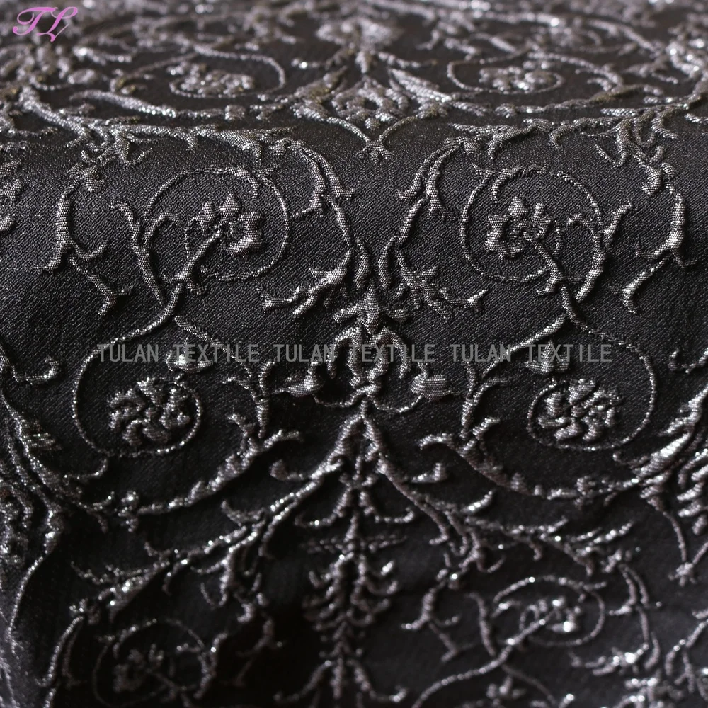 Silver 3D ivy polyester metallic jacquard upholstery fabric dress fabric