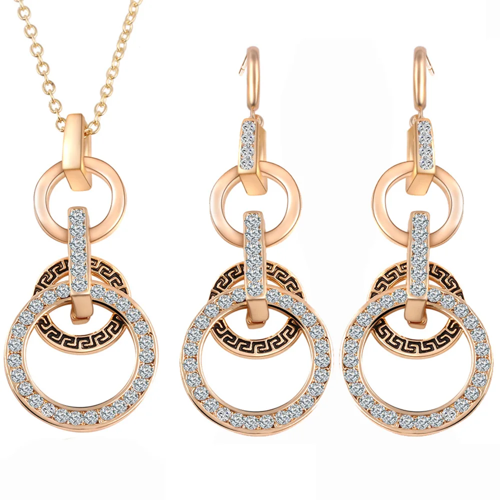 Necklace and earring jewelry set, fashion 18k gold plated jewelry set