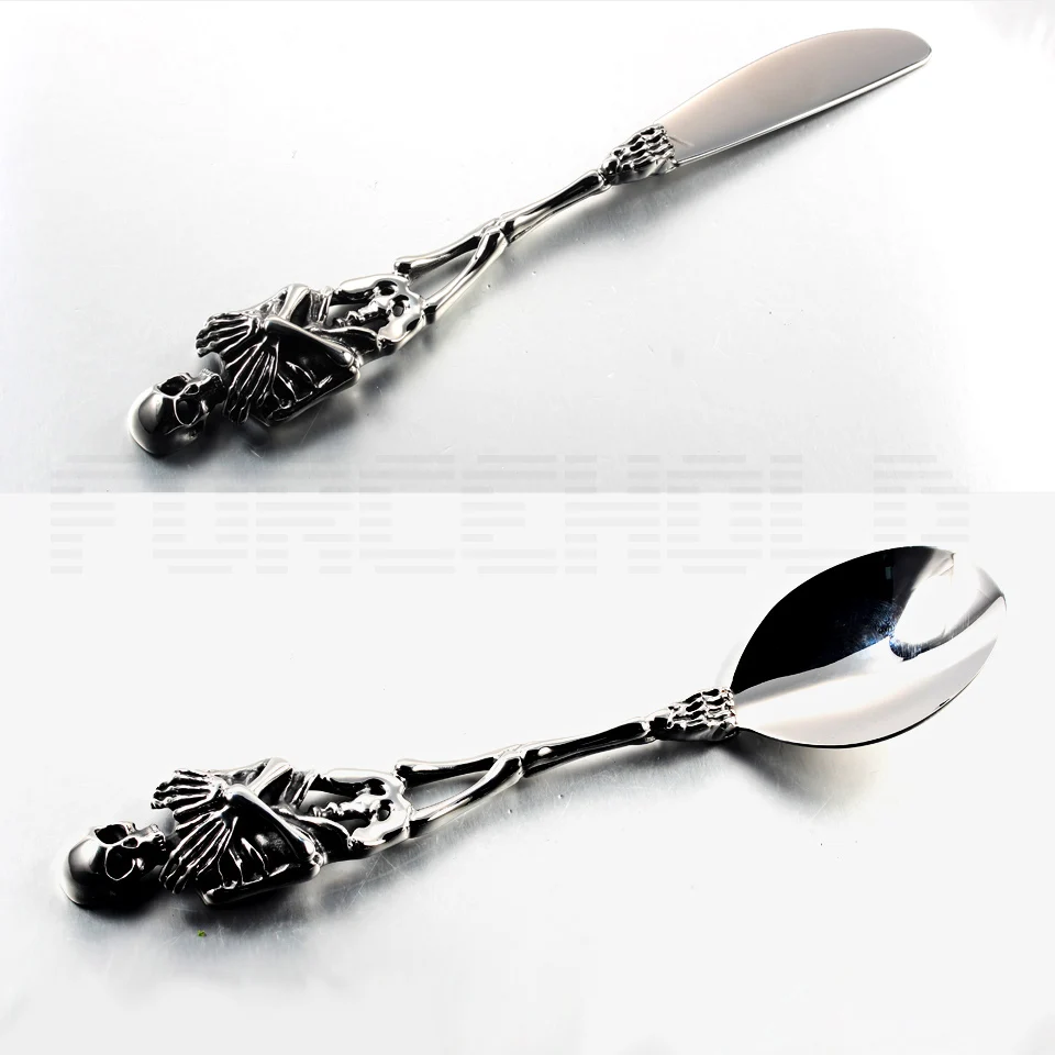 Stainless Steel Novelty Skull Skeleton Model Tableware Knife