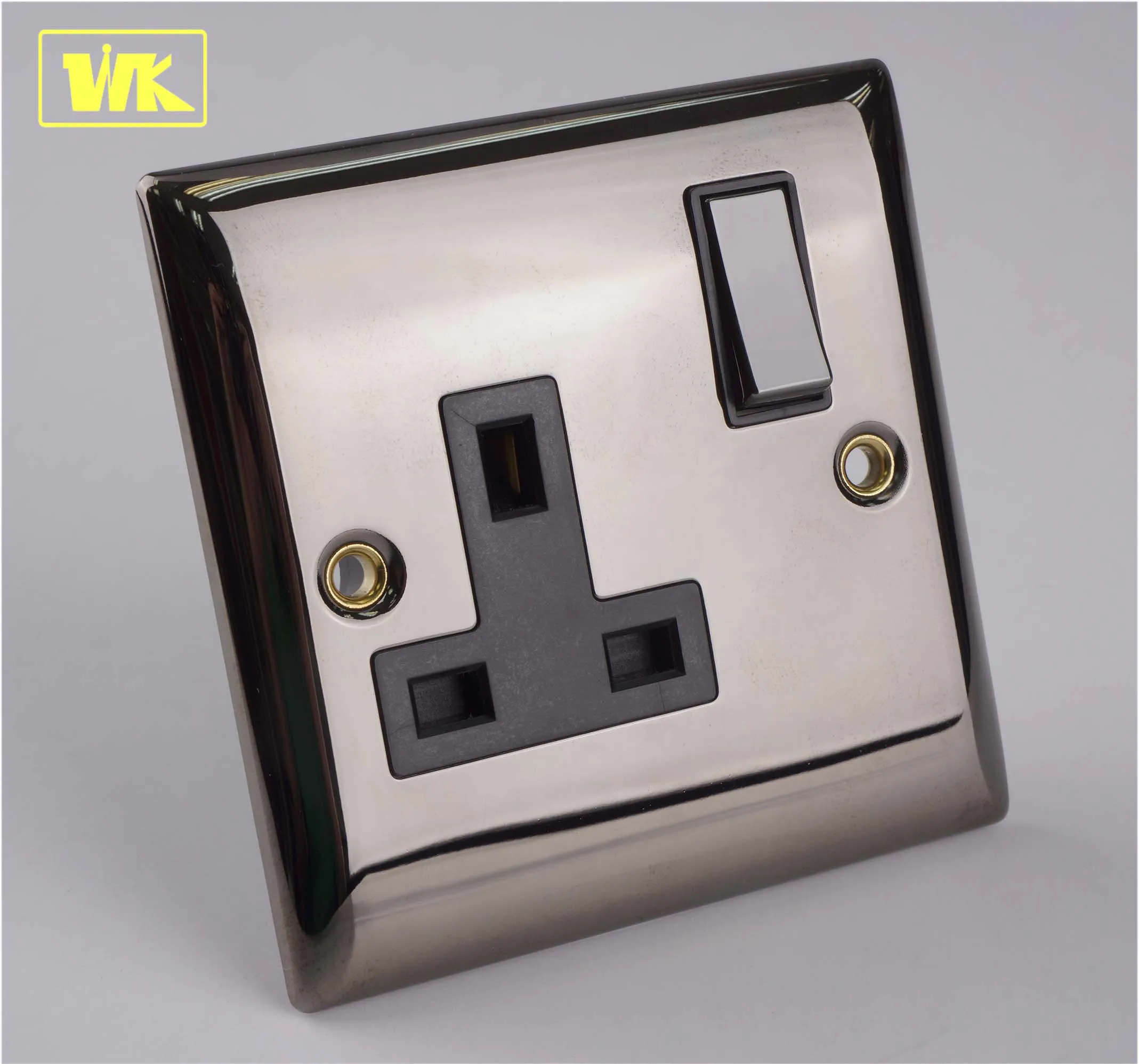 WK 13amp Single Switched Power Socket- Black