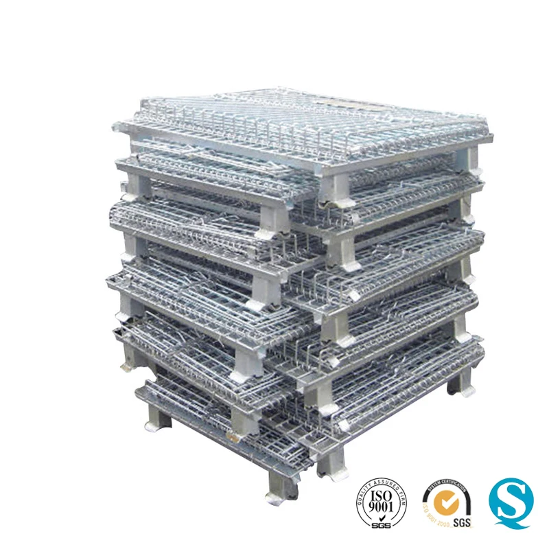 
Stainless steel wire mesh container steel folding storage cage box 