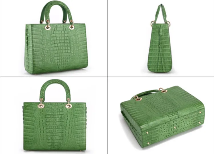 OEM ODM Fashion Classic Genuine Crocodile Skin Leather Designer Ladies Women Female Handbags Custom Leather Tote Bag Wholesale