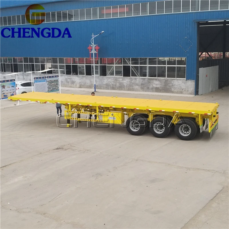 Best price Factory Sale 2 axle s Tri-axle 20ft 40 feet 40ton container semi flat bed flatbed trailer
