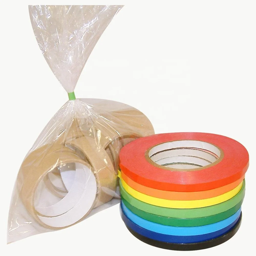 Supermarket vegetable wrapping UPVC bag tape red white poly bag sealing tape 3 inch