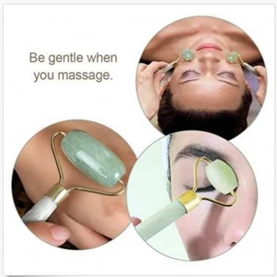Natural Jade Roller And Gua Sha Scraper Set Massage Tool for Body And Face