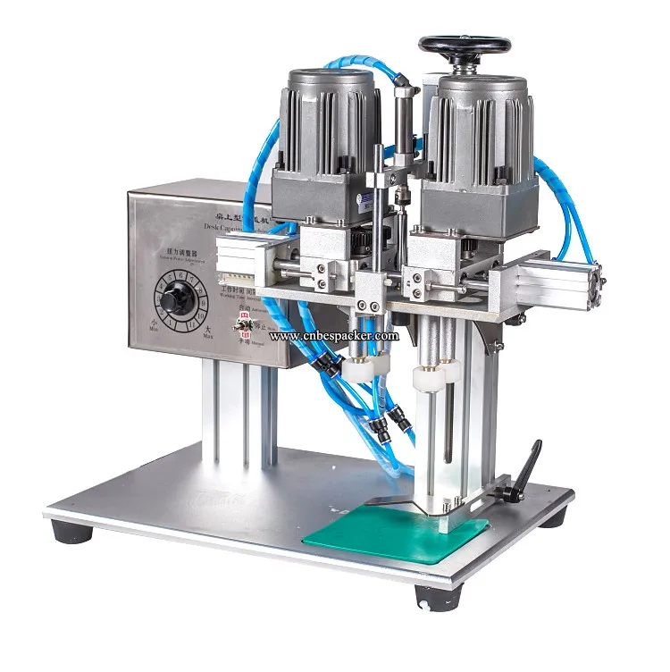 Semi-automatic pressure nozzel cap spout screw capping PET bottle machine