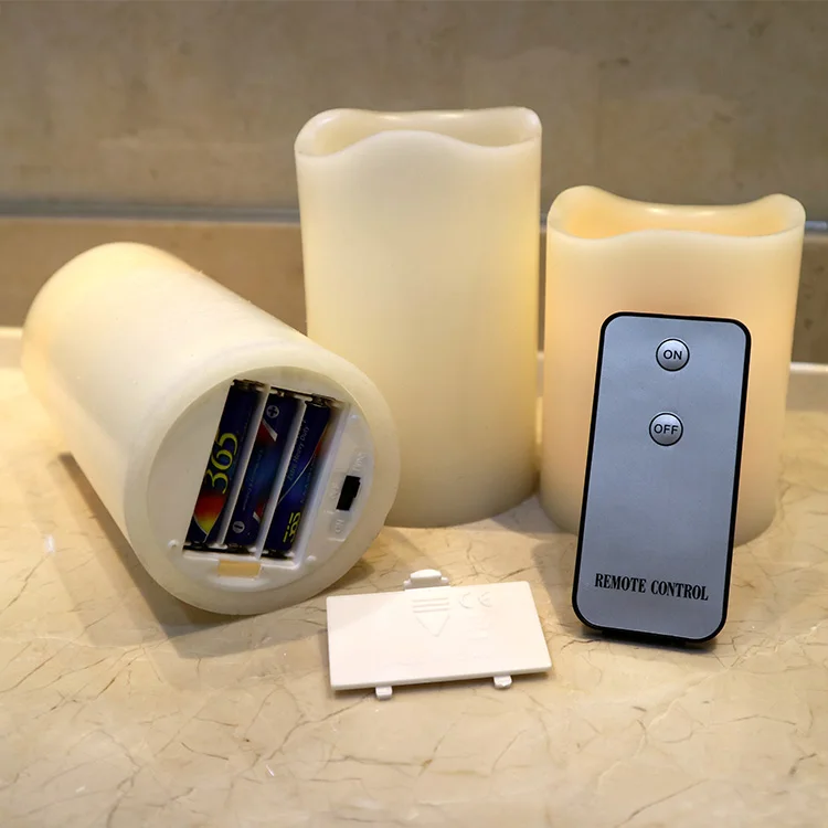 
Wholesale home decoration wax smokeless flameless moving wick pillar led electric candles with timer 