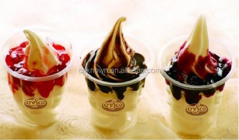 2023 Table Top Rainbow Soft Ice Cream Machine Automatic Food Grade Frozen Yogurt Gelato Maker wth Strawberry Flavor