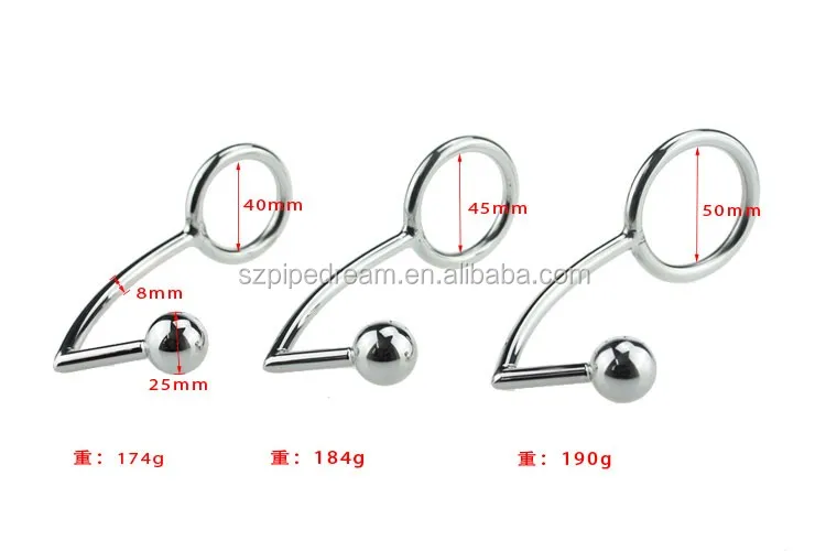 Stainless Steel Metal Male Anal Hook  Penis Chastity Lock Fetish Cock Ring