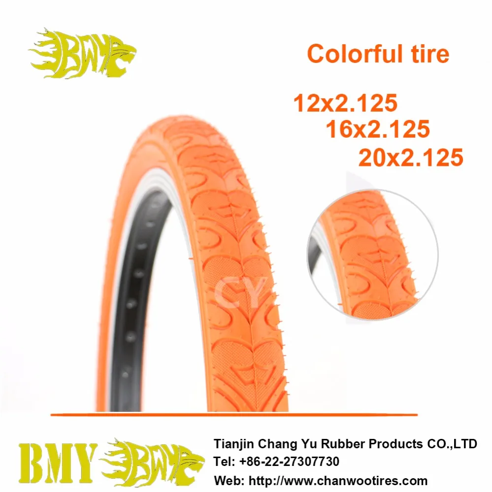 16*1.95 Durable Use Cheap Price Full Orange Color Bicycle Natural Rubber Tire