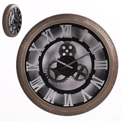 Retro Tire Gear Wrought Iron Mechanical Wall Clock for Decorate