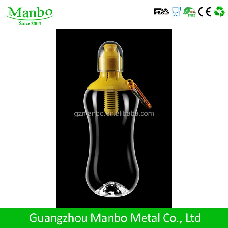 Hot Sale BPA Free 550ml Plastic Alkaline Water Bottle Filter Cap With Carabiner