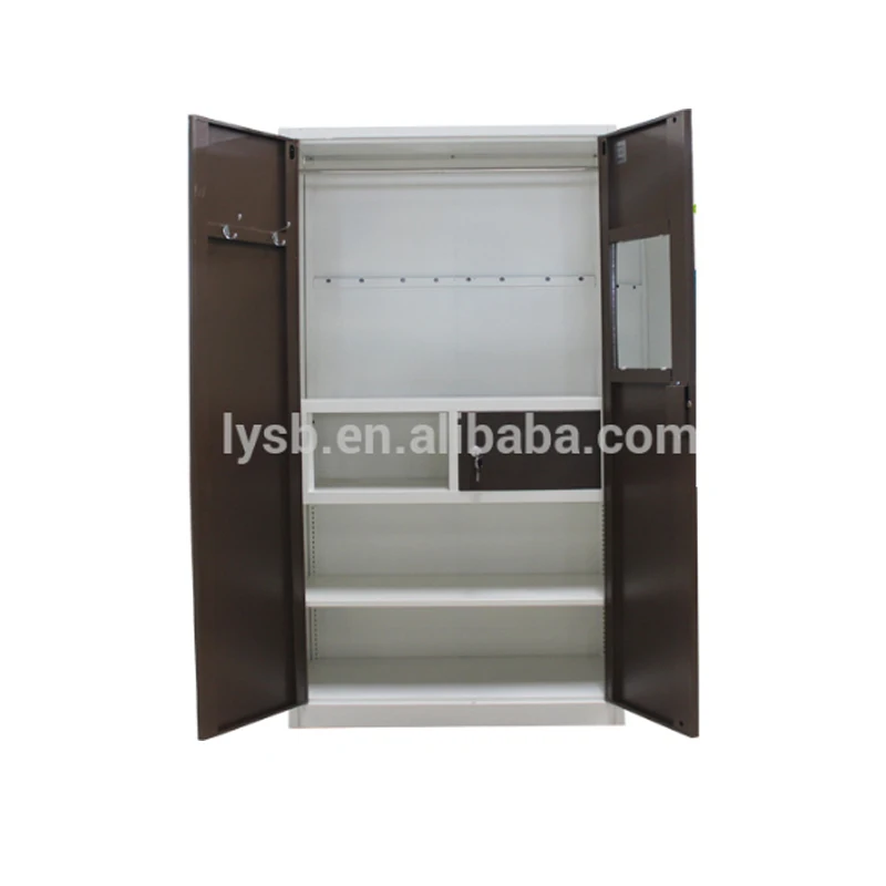 
knock down design safe box inside double swing doors steel clothes cabinet,2 door wardrobe closet 