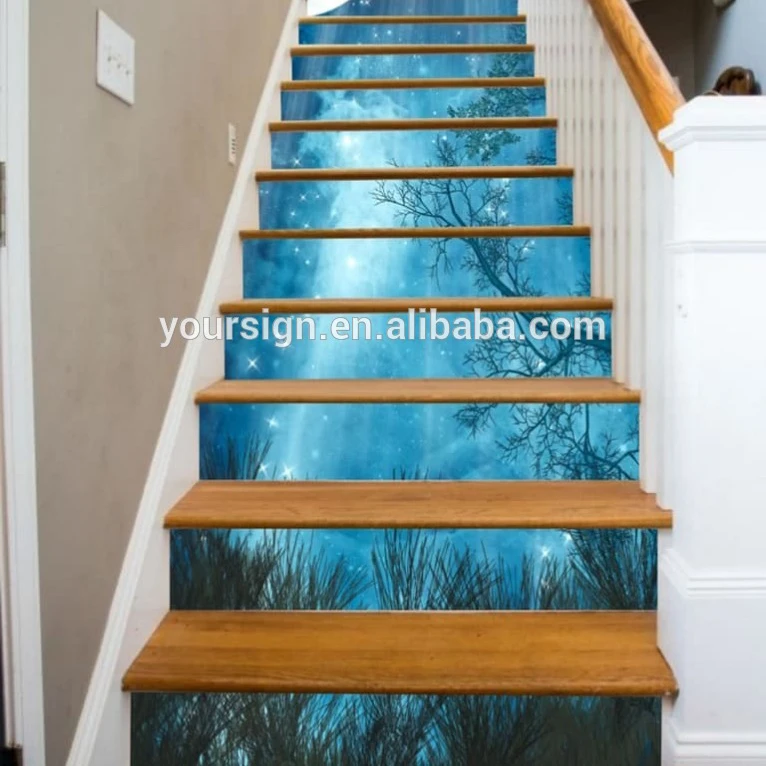 Custom stair risers photo mural decals  wall paper printing