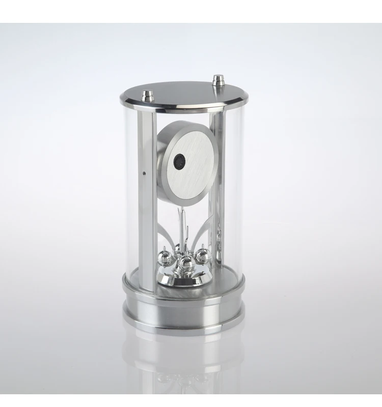 Aluminum table clock with rotating pendulum