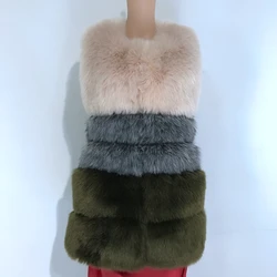 long type women mink knitted coast winter thick warm vest