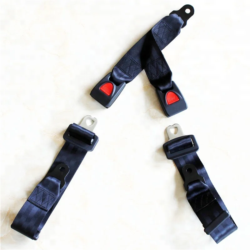 Black Double 2 Point Retractable ATV Quad Safety Seat Belt Buckle Universal Adjustable