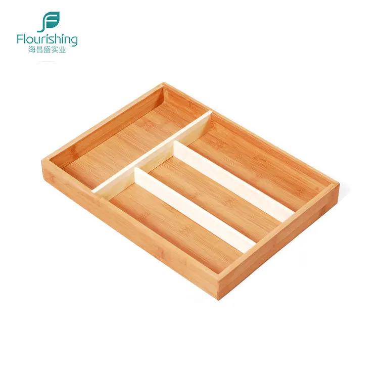 Bamboo Utility Drawer Organizer Cutlery Tray Layout