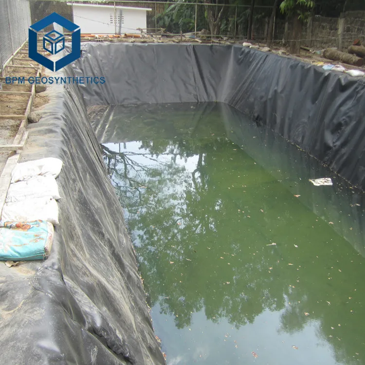 Полиэтиленовый пластиковый вкладыш 20 мил для рыбной фермы, геомембрана из полиэтилена высокой плотности в водоемах